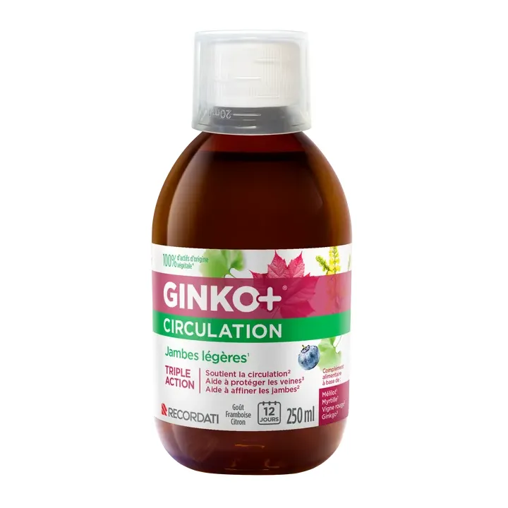 Ginko+ Durchblutung schwere Beine Bouchara-Recordati - Flasche 250ml