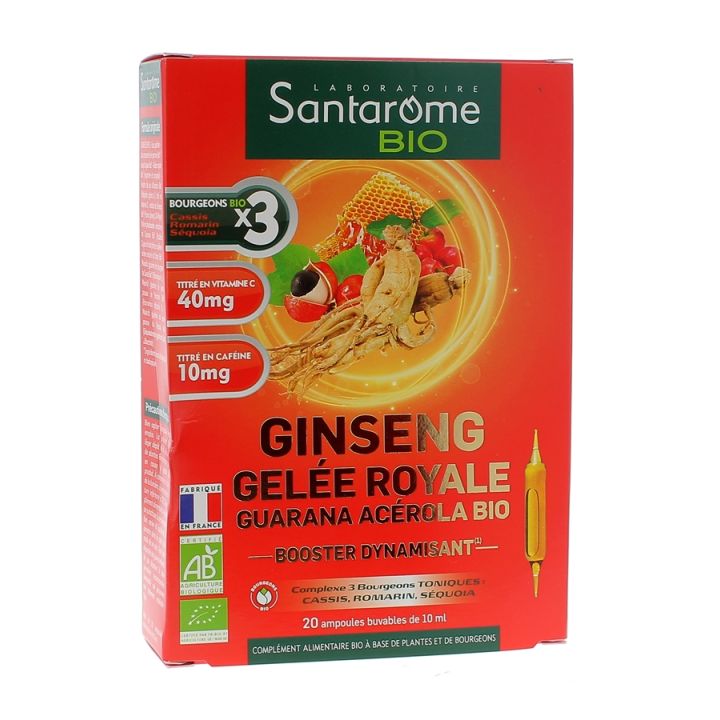 Ginseng Gelee Royale Guarana Acerola Santarome Bio - 20 Ampullen