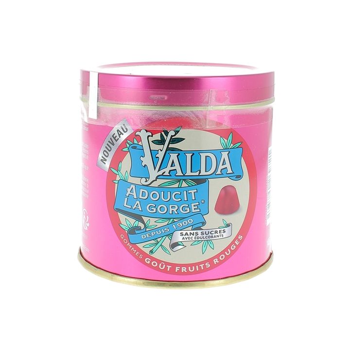 Zuckerfreier Kaugummi mit rotem Fruchtgeschmack Valda - 140g Dose
