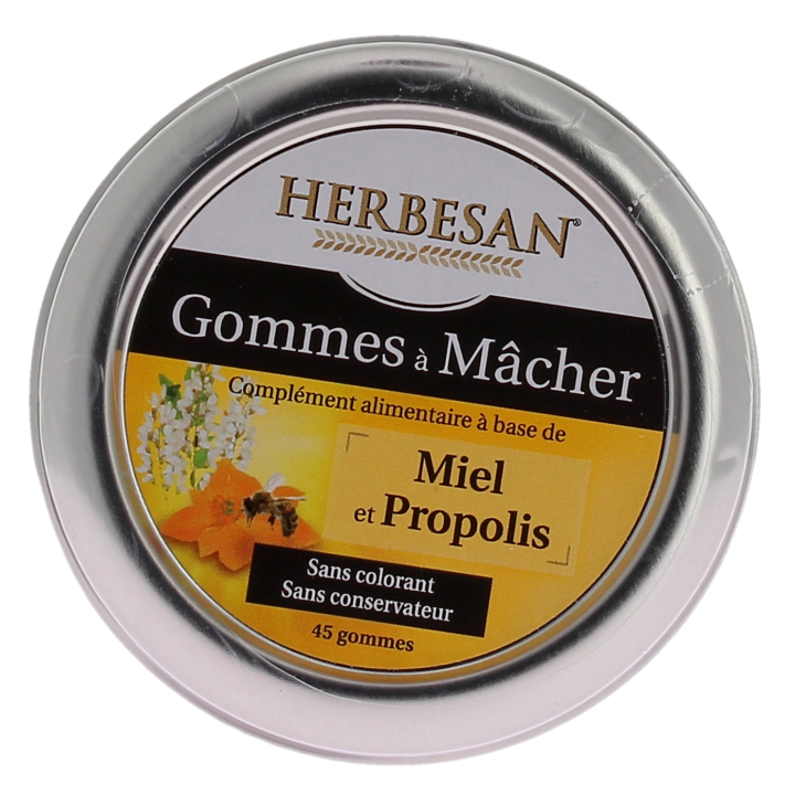 Kaugummis mit Honig und Propolis Herbesan - Dose mit 45 Kaugummis