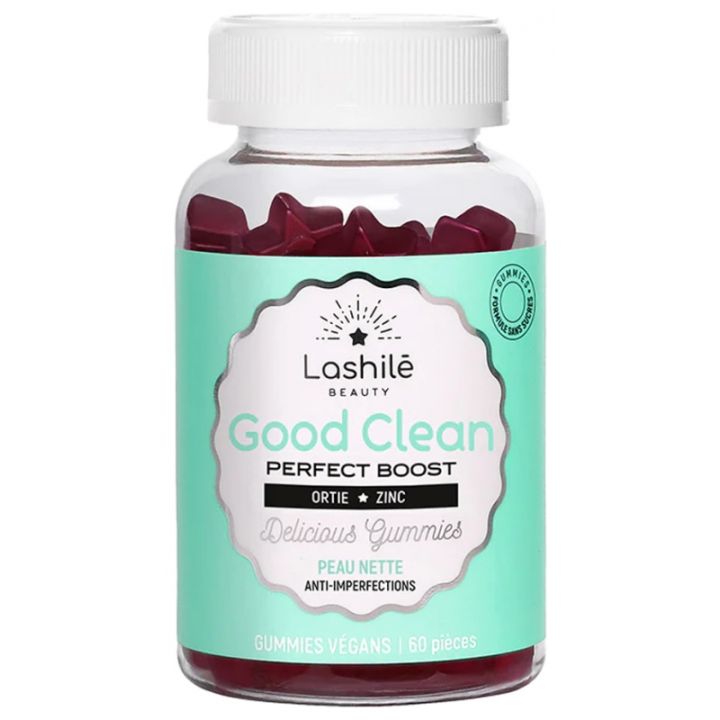 Good Clean perfect boost Hoch rein Lashilé Beauty - Box mit 60 veganen Gummies