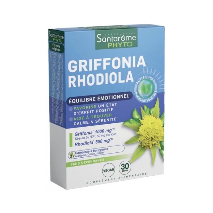 Griffonia Rhodiola Santarome - Packung mit 30 Kapseln