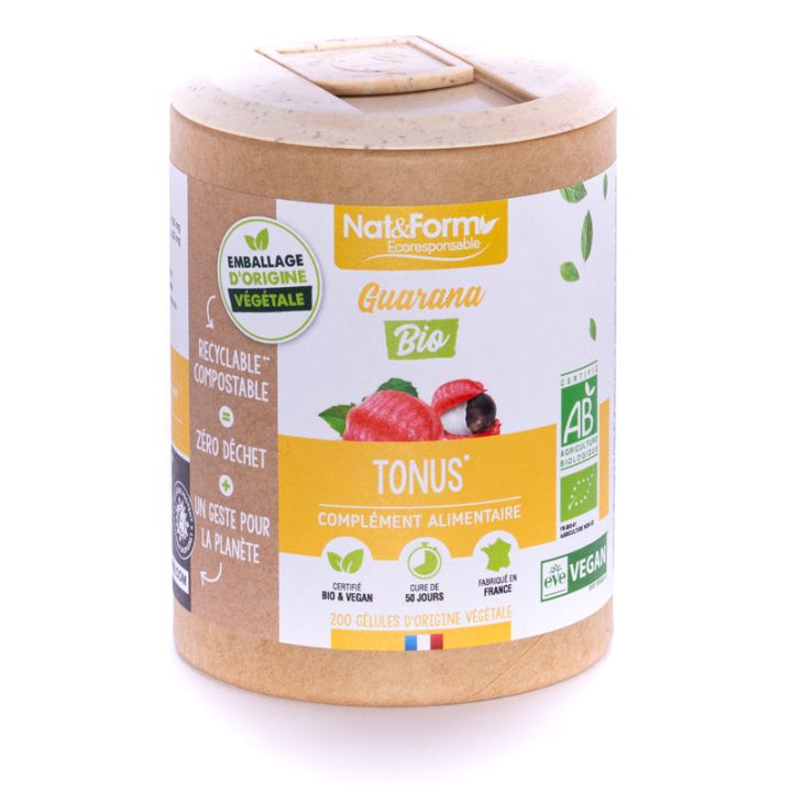 Guarana Bio Ecoresponsable Nat&Form - Dose von 200 Kapseln