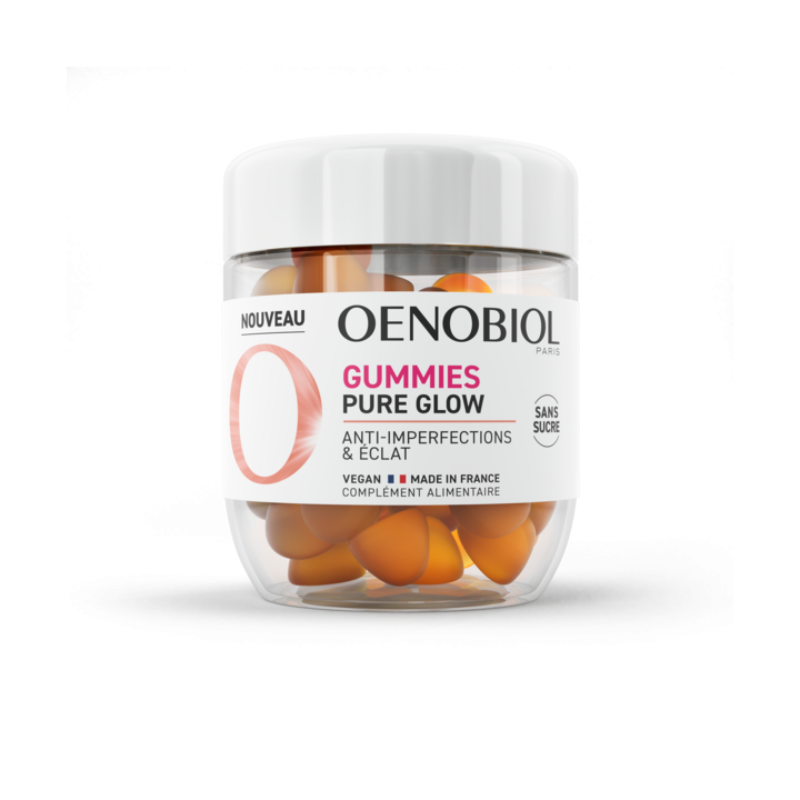 Gummies Pure Glow gegen Unreinheiten & Strahlkraft Oenobiol - Dose mit 60 Gummies