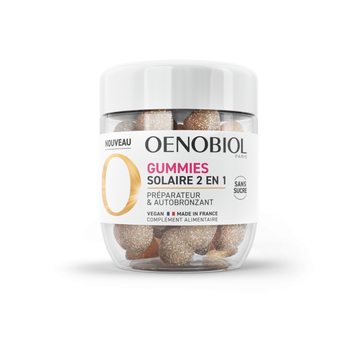Gummies Sonnenschutz 2 in 1 Vorbereitung & Selbstbräuner Oenobiol - Dose mit 60 Gummies