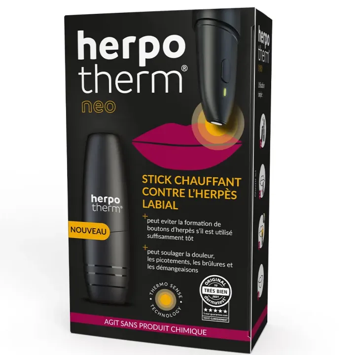 Herpotherm Neo Stick beheizte Pflege für Lippenherpes & Fieberbläschen - eine Einheit