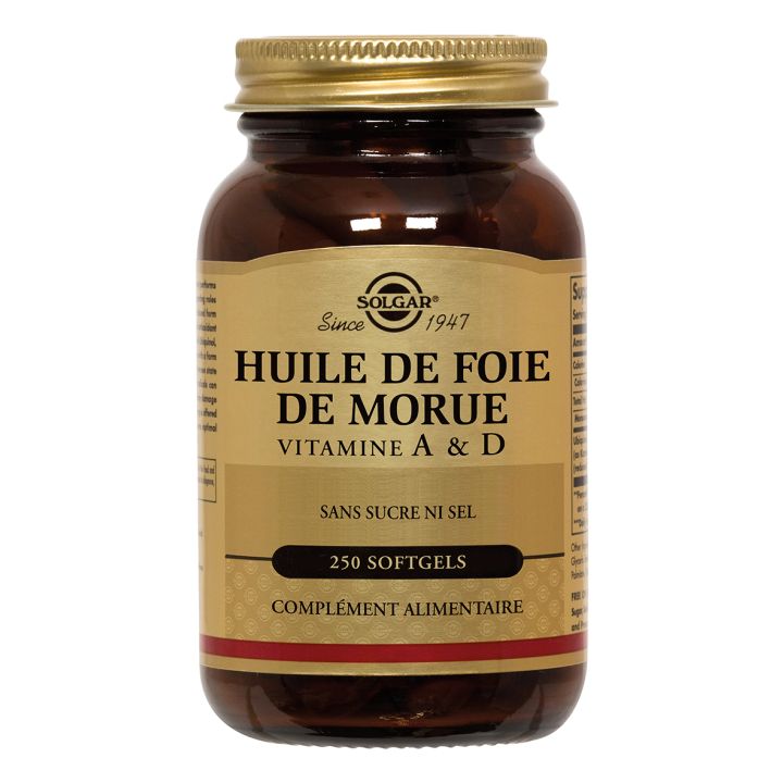 Lebertran Öl Vitamin A & D SOLGAR - 250 Softgels Dosis