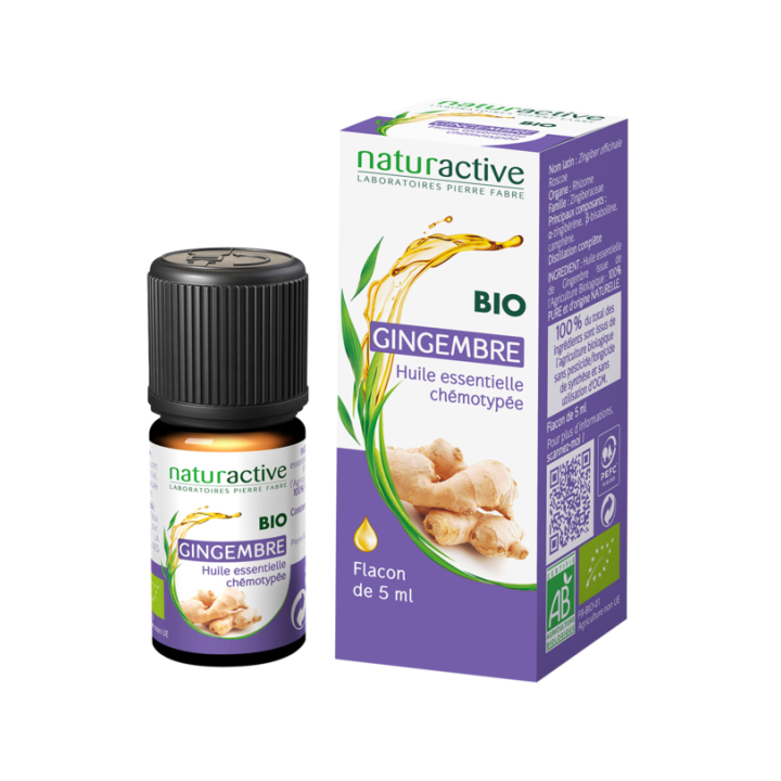 Ätherisches Bio-Öl mit chemotypisiertem Ingwer von Naturactive - Flasche mit 5 ml