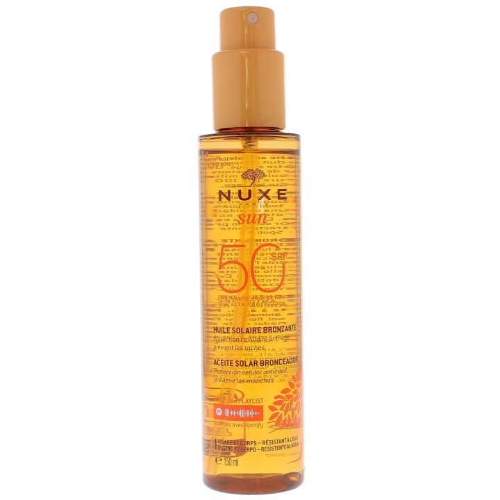 Sonnenbräunungsöl für Gesicht und Körper SPF50 Nuxe - Spray mit 150 ml