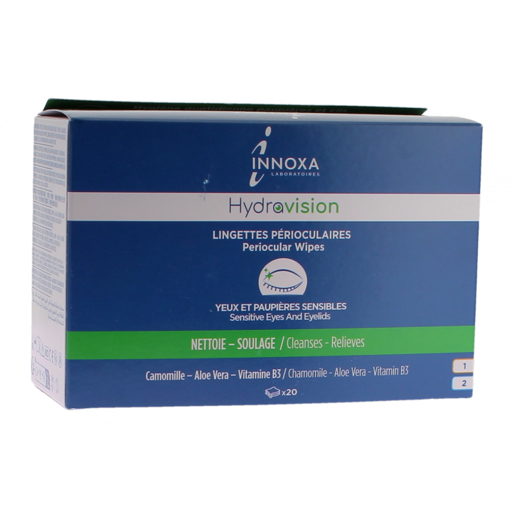 Hydravision Augen- und Augenlidschutztücher für empfindliche Augen Innoxa - Packung mit 20 Tüchern