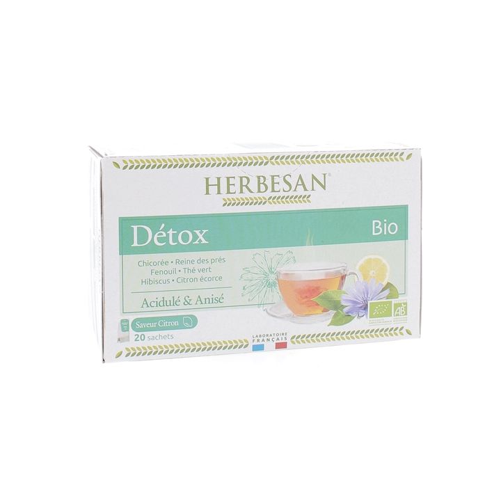 Bio Detox Tee mit Zitronengeschmack Herbesan - Box mit 20 Beuteln