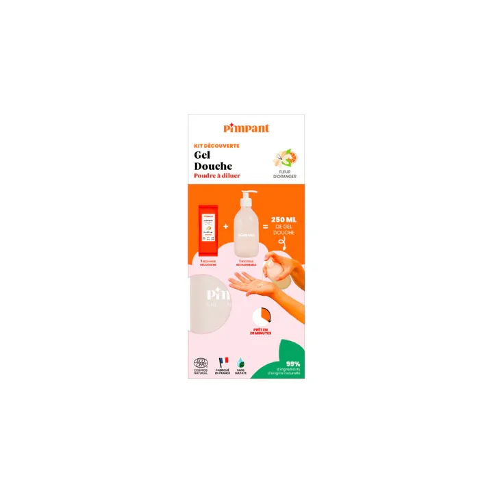 Entdecker-Set Duschgel Pimpant - 1 Glasflasche mit 250ml + 1 Nachfüllung mit 25g