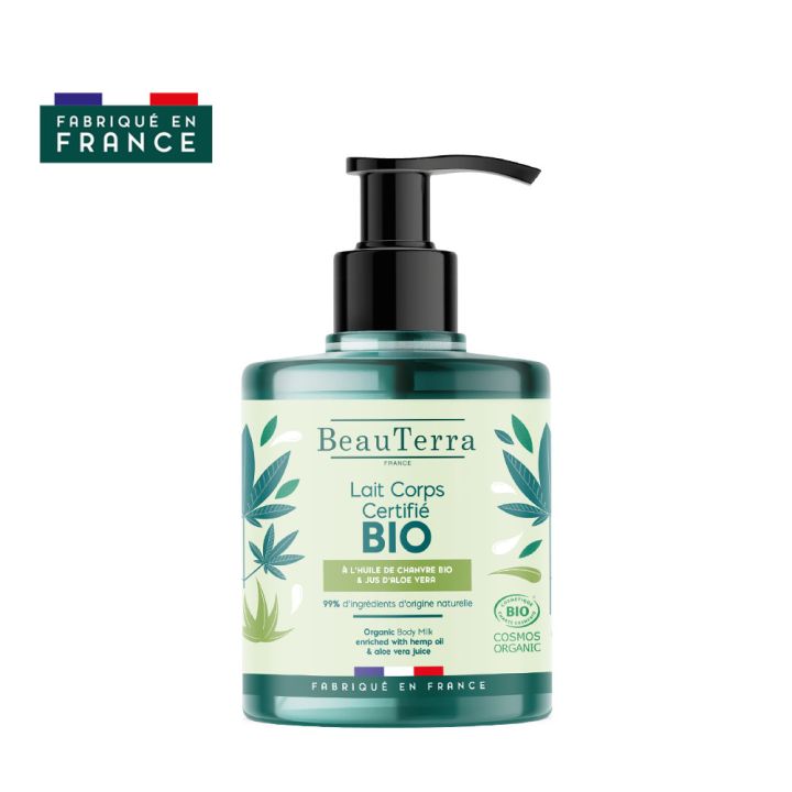 Bio-Körpermilch mit Hanföl und Aloe-Vera-Saft Beauterra - Pumpflasche mit 500 ml