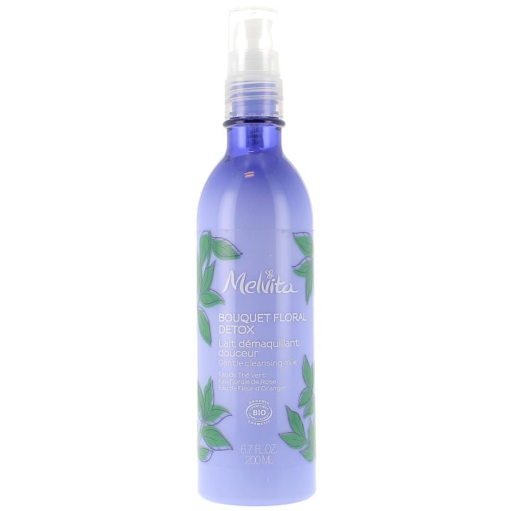Sanfte Reinigungsmilch mit floralem Detox-Bouquet bio Melvita - Pumpflasche mit 200 ml