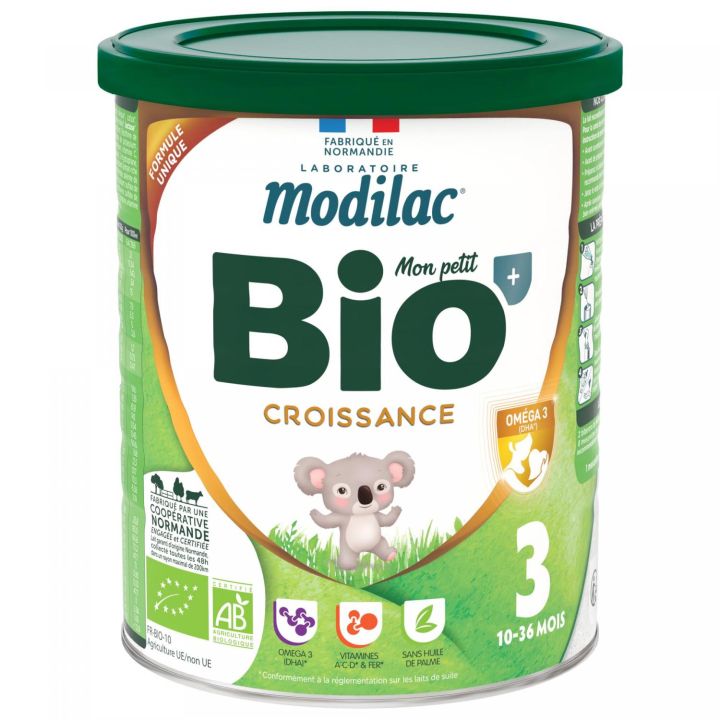 Milchpulver Mein kleines Bio-Wachstum 3. Alter 10-36 Monate Modilac - Dose mit 800g