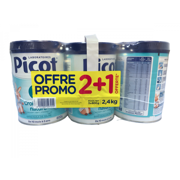 Milchpulver 3. Alter Wachstum Natur Picot - 3er Pack à 800g