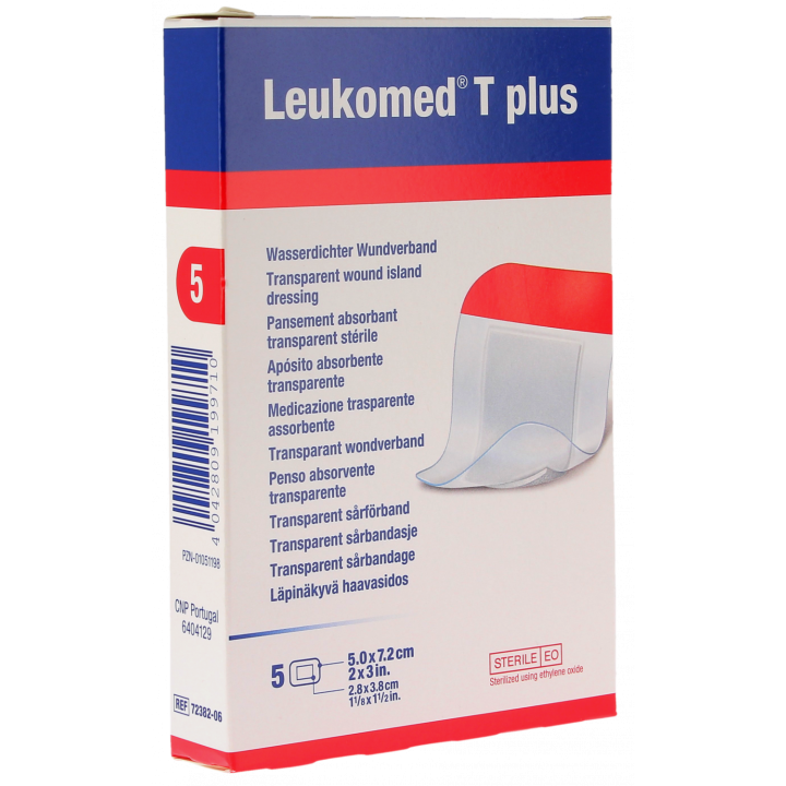 Leukomed T plus sterile transparente Verbände Bsn medizin - Schachtel mit 5 Verbänden von 5,0x7,2cm