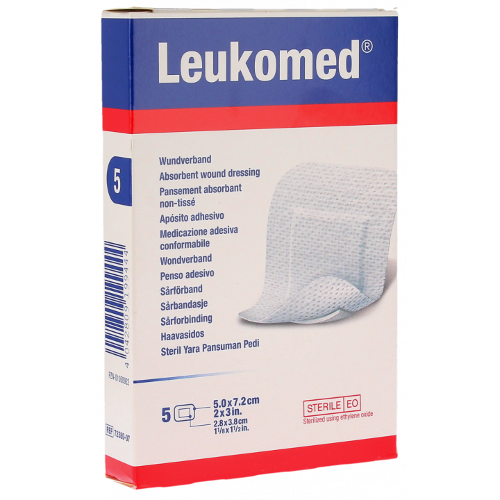 Leukomed absorbierende Wundverbände aus Vliesstoff Bsn medizin - Schachtel mit 5 Verbänden von 5,0x7,2 cm