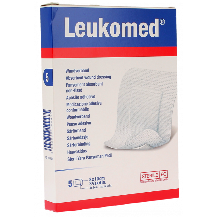 Leukomed absorbierende Wundverbände aus Vliesstoff Bsn medizin - Schachtel mit 5 Verbänden von 8x10cm
