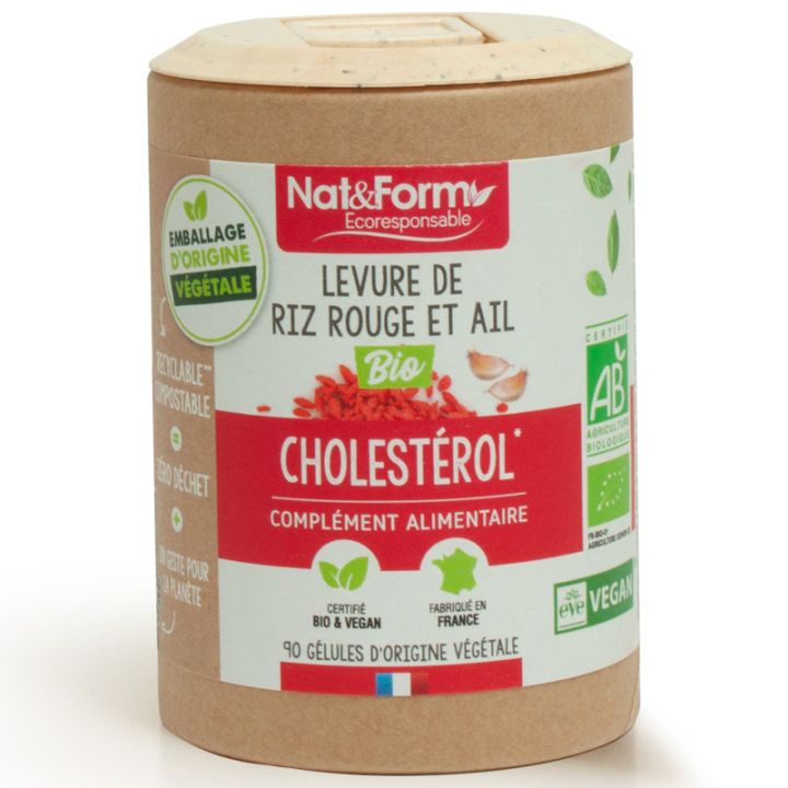 Rote Reismehl Knoblauch bio Ecoresponsable Nat&Form - Dose mit 200 Kapseln