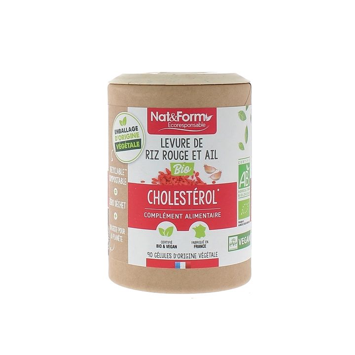 Roten Reis & Bio-Knoblauch Cholesterin Nat&Form - Dose mit 90 Kapseln