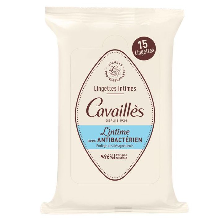 Intim-Wipes mit antibakteriellem Rogé Cavaillès - Packung mit 15 Tüchern