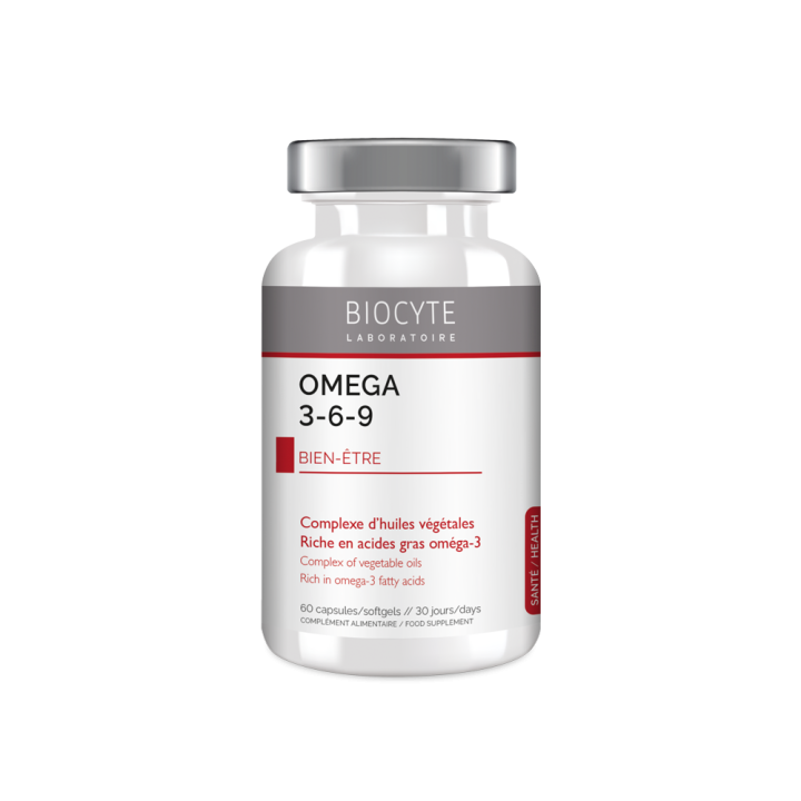 Longevity Omega 3-6-9 Biocyte - Packung mit 60 mikroverkapselten Kapseln