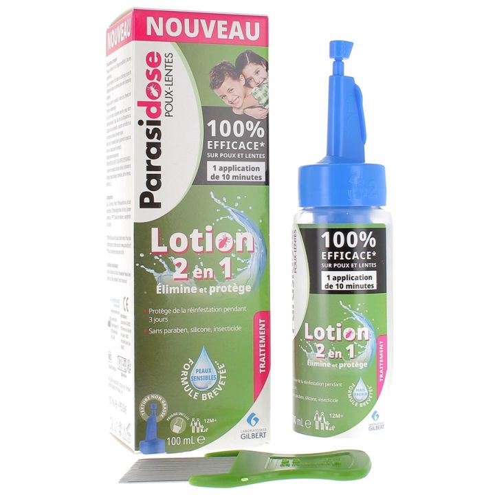 Lotion 2 in 1 gegen Läuse und Nissen Parasidose - Flasche mit 100 ml