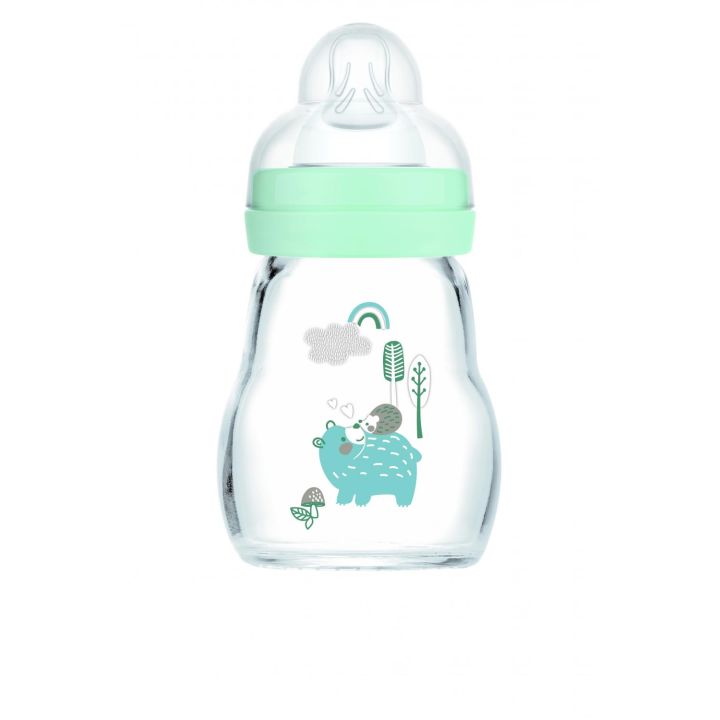Blaues Glasfläschchen mit einem Durchfluss von 1 ab 0 Monaten MAM - Fläschchen mit 170 ml