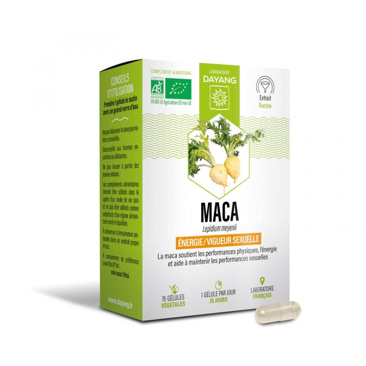 Maca Bio sexuelle Vitalität und Energie Dayang - Packung mit 15 pflanzlichen Kapseln