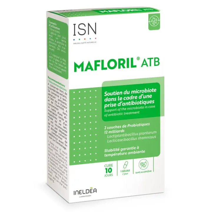 Mafloril ATB Unterstützung des Mikrobioms Ineldea - Packung mit 10 Kapseln