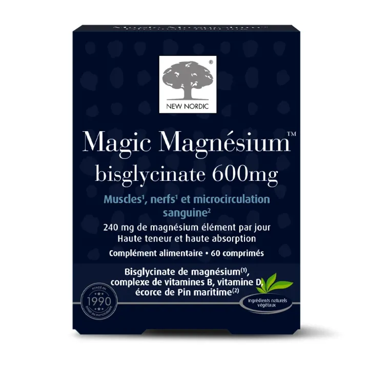 Magic Magnesium Bisglycinate 600mg New Nordic - Packung mit 60 Tabletten