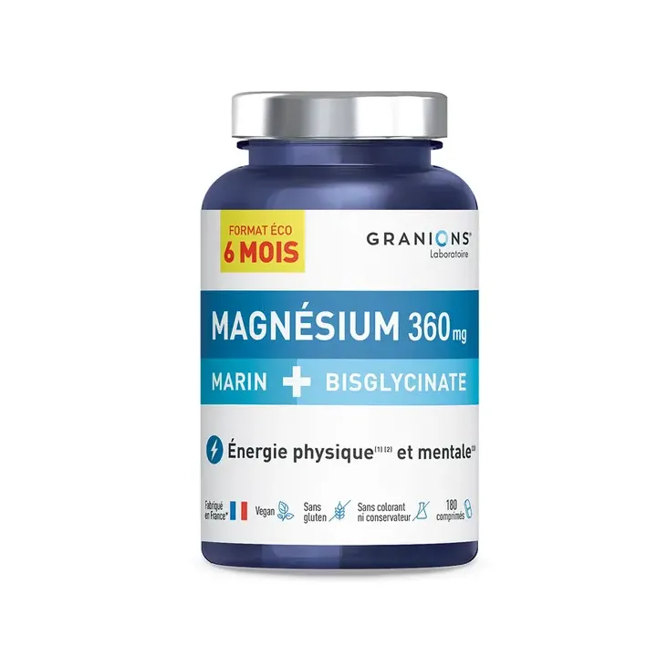 Meeresmagnesium + Bisglycinat 360mg Granions - Dose von 180 Tabletten