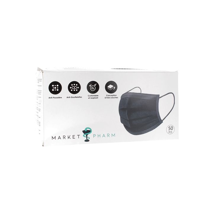 Chirurgische 3-lagige Masken Typ IIR schwarz - Box mit 10 Masken
