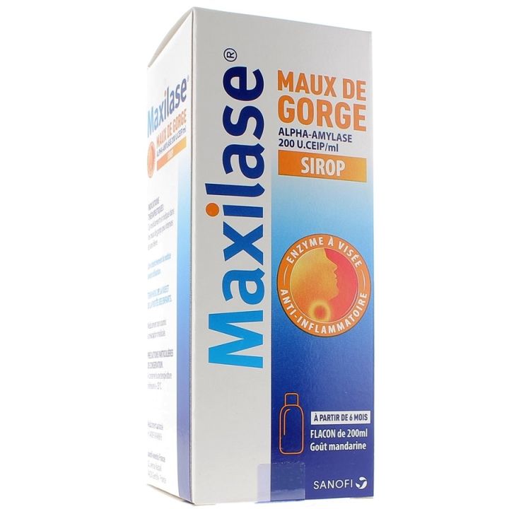 Maxilase Halsschmerzen Alpha-Amylase 200U. CEIP/ml Sirup - Flasche mit 200 ml