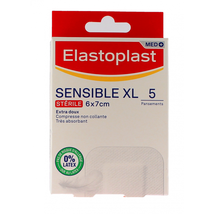 Med+ sensible sterile Pflaster Elastoplast - Packung mit 5 Pflastern von 6x7cm