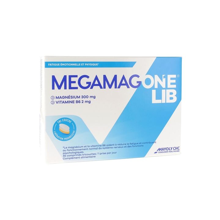 Megamag One Lib Emotionale und körperliche Erschöpfung - Packung mit 45 dreischichtigen Tabletten