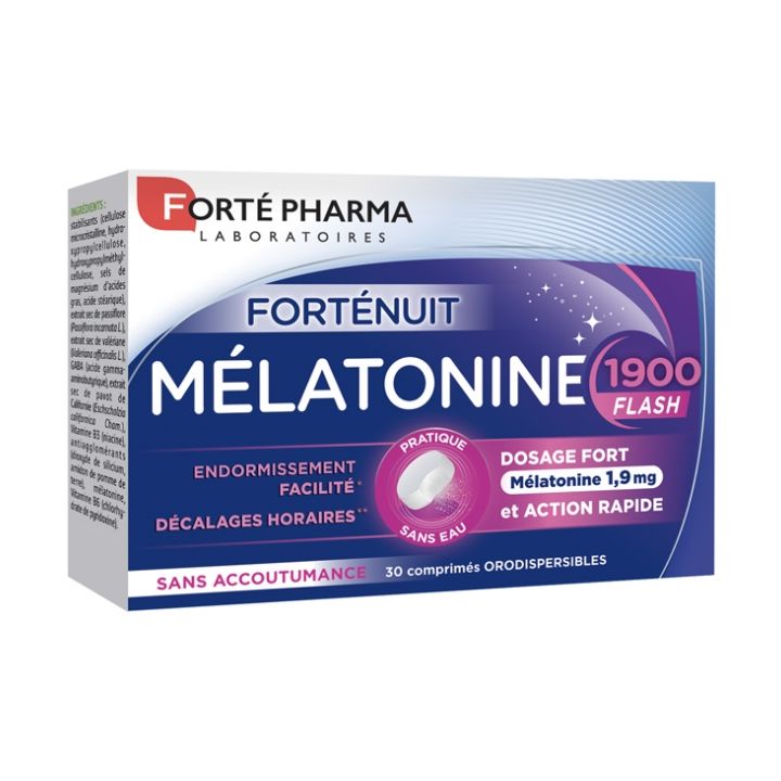 Melatonin 1900 Flash Forté Pharma - Packung mit 30 Tabletten