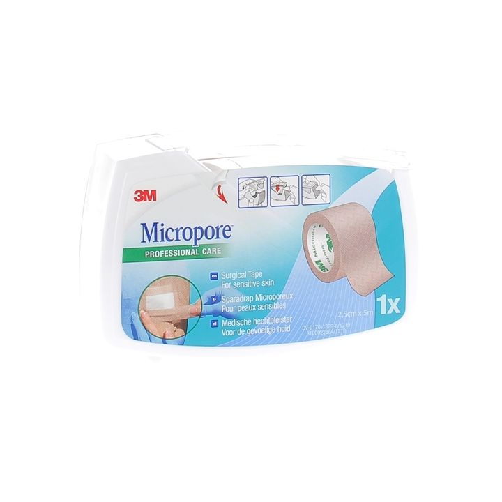 Mikropore Hautpflaster mit Abroller 3M - Pflaster 25 mm x 5 m