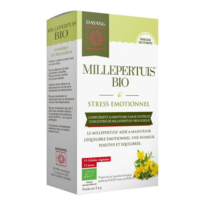 Bio- Johanniskraut emotionaler Stress Dayang - Packung mit 15 Kapseln