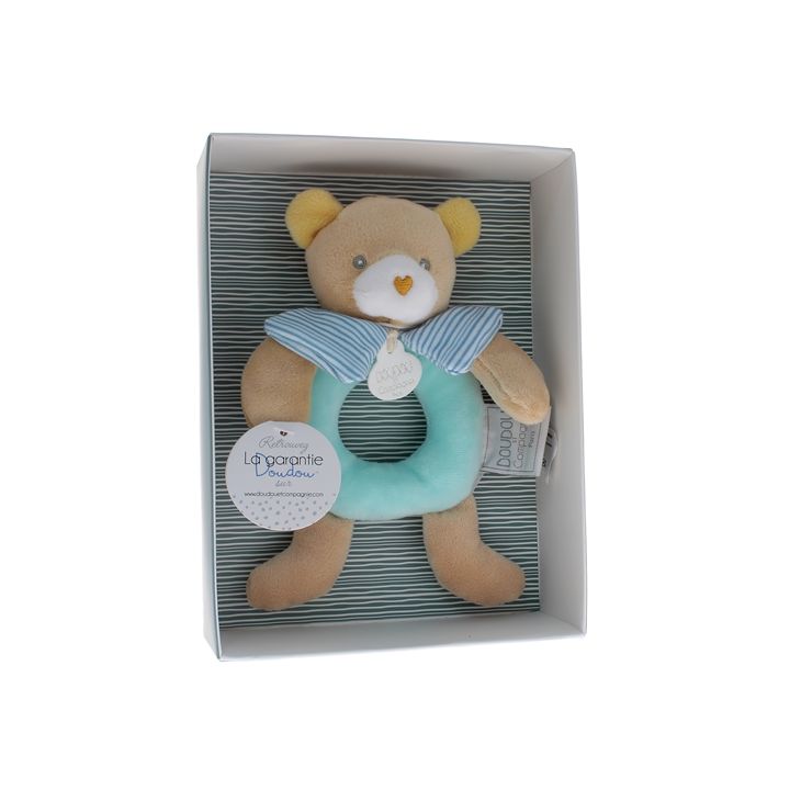 Mini Kuscheltier Bär Rassel Doudou und compagnie - Box mit einem 20 cm großen Kuscheltier