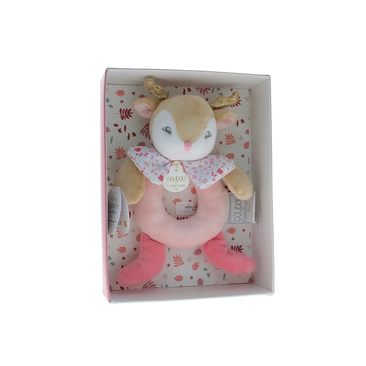 Mini Rassel Rentier Doudou und Company - Box mit 20 cm Doudou