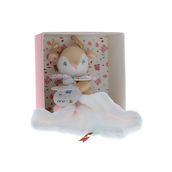 Mini Schnuffeltuch Rentier Schnuffeltuch und Gesellschaft - Box mit einem 20 cm großen Schnuffeltuch