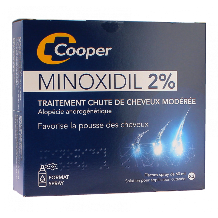 Minoxidil 2% Haarausfall Cooper - Packung mit 3 Sprays zu 60 ml