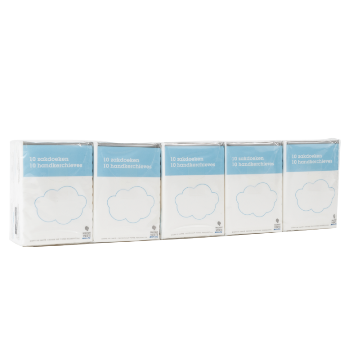 Taschentücher Marke Grün - 10 Packungen mit 10 Taschentüchern