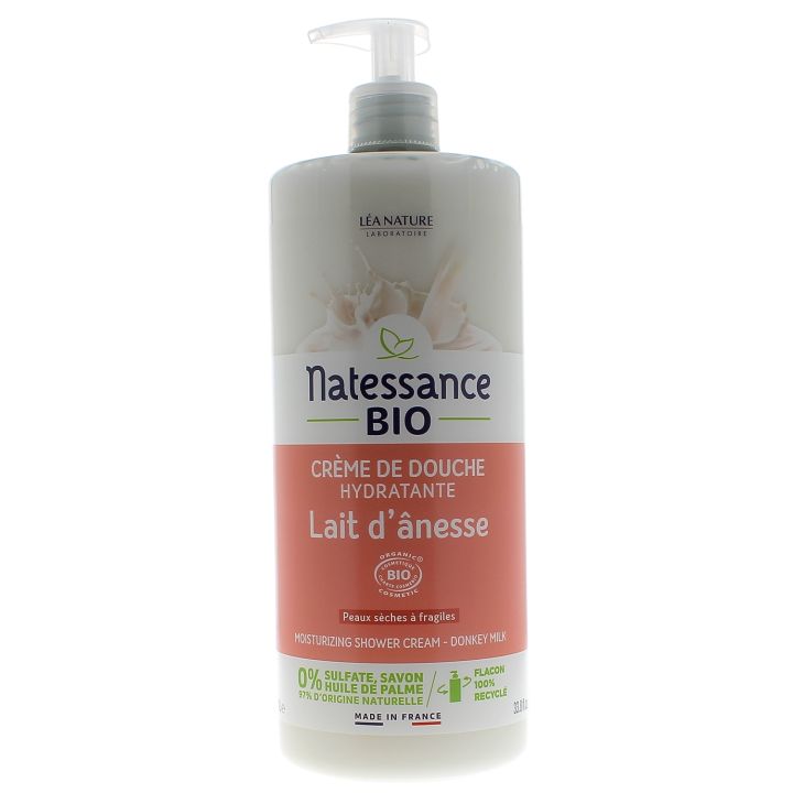 Natessance Duschcreme mit feuchtigkeitsspendender Eselsmilch Léa Nature - Pumpflasche 1L