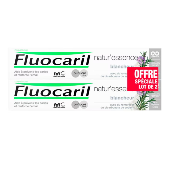 Natur'Essence Zahnpasta für weiße Zähne mit zwei Fluoriden Fluocaril - 2er-Pack mit 75ml Tuben