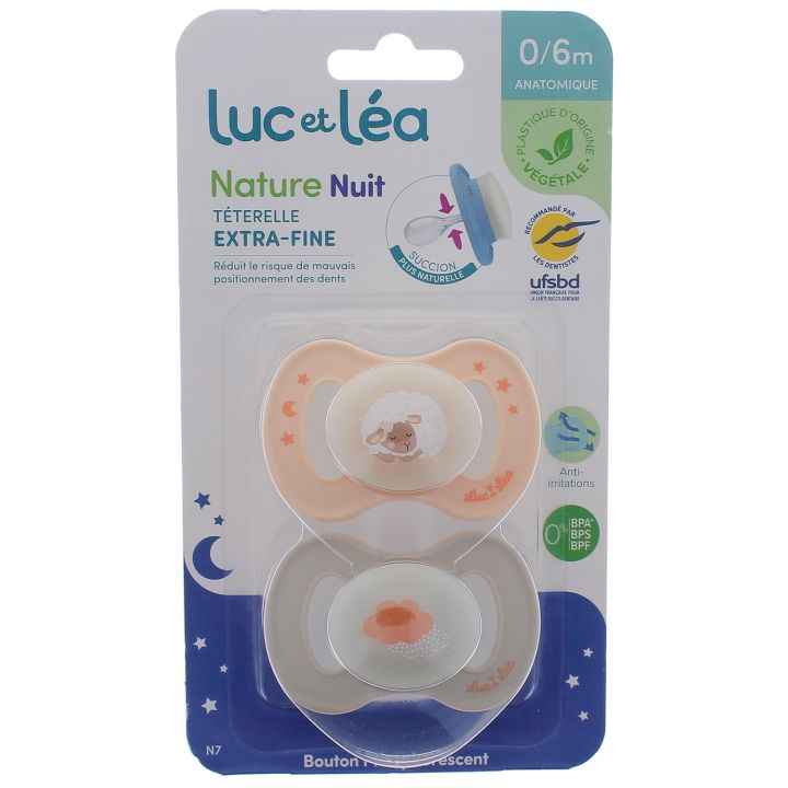 Natur Schnuller anatomisch extra dünn 0-6 Monate Schaf & Blau Luc und Léa - 2er Pack Schnuller