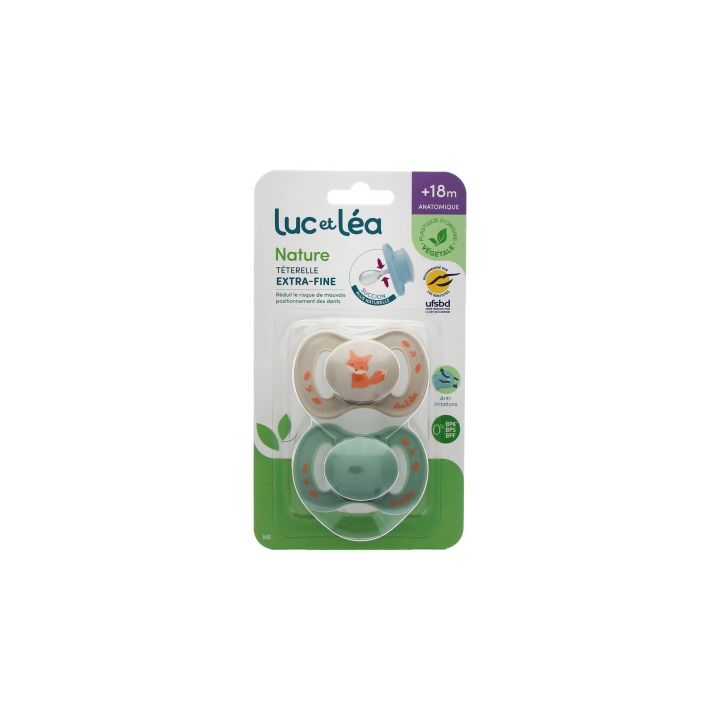 Natur Schnuller anatomisch extra dünn +18 Monate Fuchs & Blau Luc und Léa - 2er Pack Schnuller