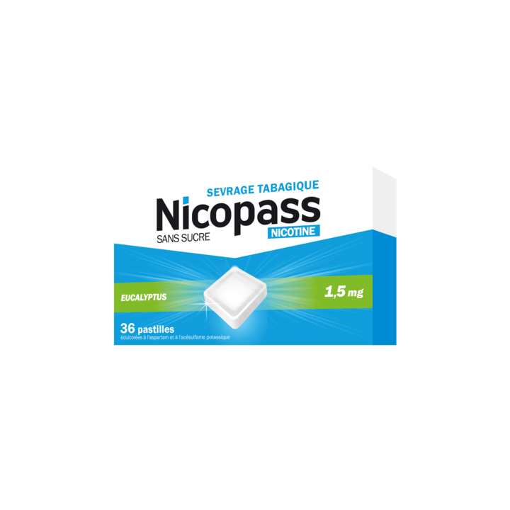 Nicopass ohne Zucker Eukalyptus 1,5mg Lutschtabletten - Packung mit 36 Tabletten
